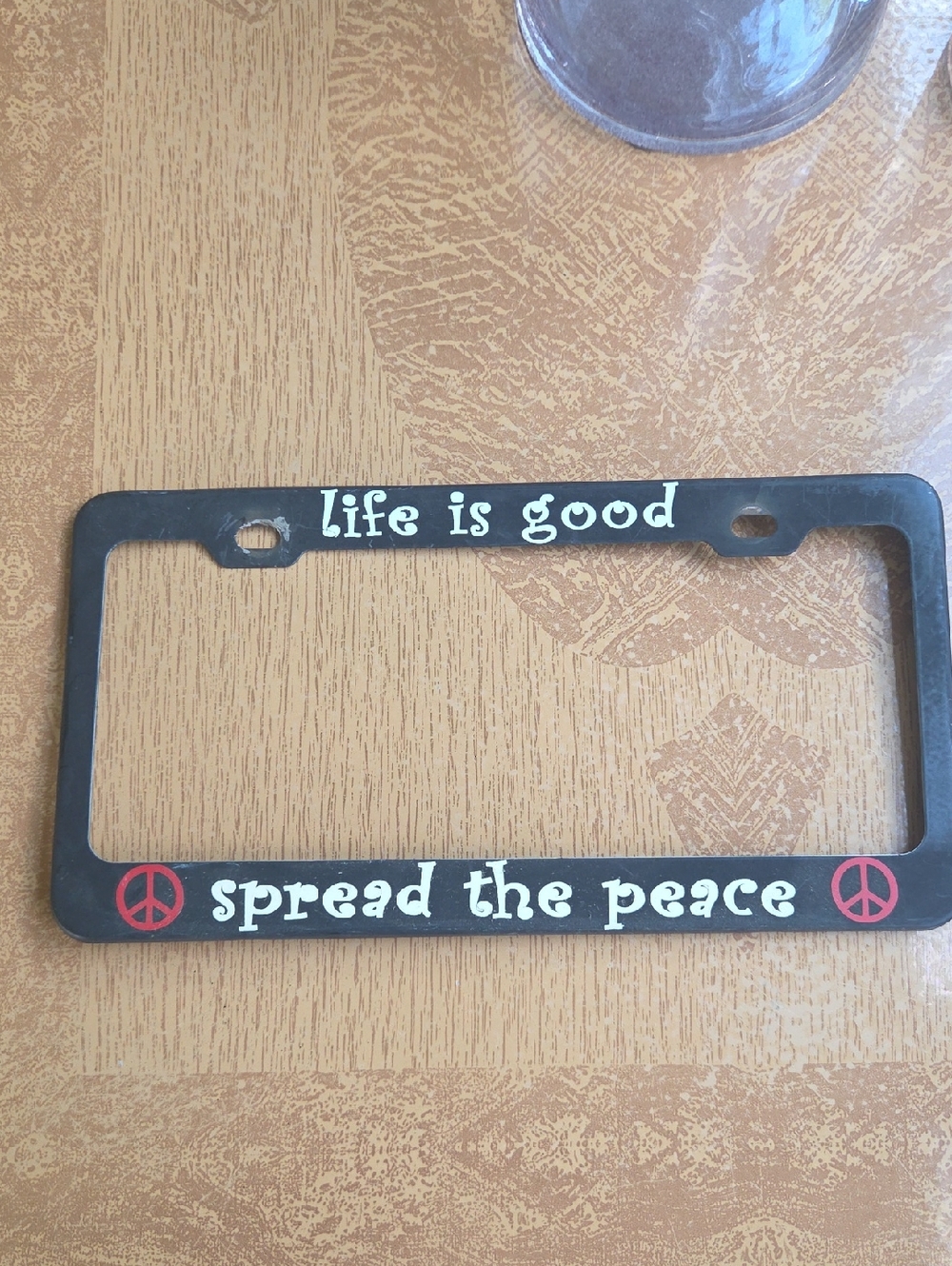 Life Is Good "Spread the Peace" License Plate Frame - Black/White/Red